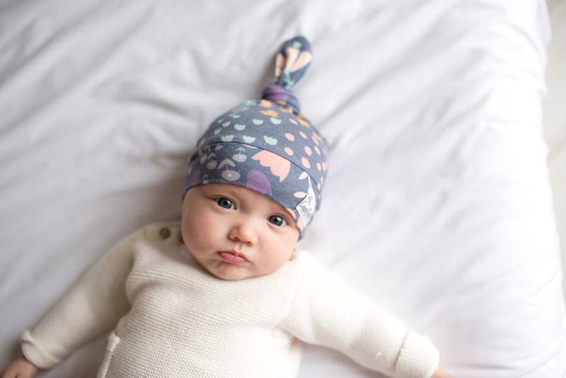 Copper Pearl Newborn Top Knot Hat