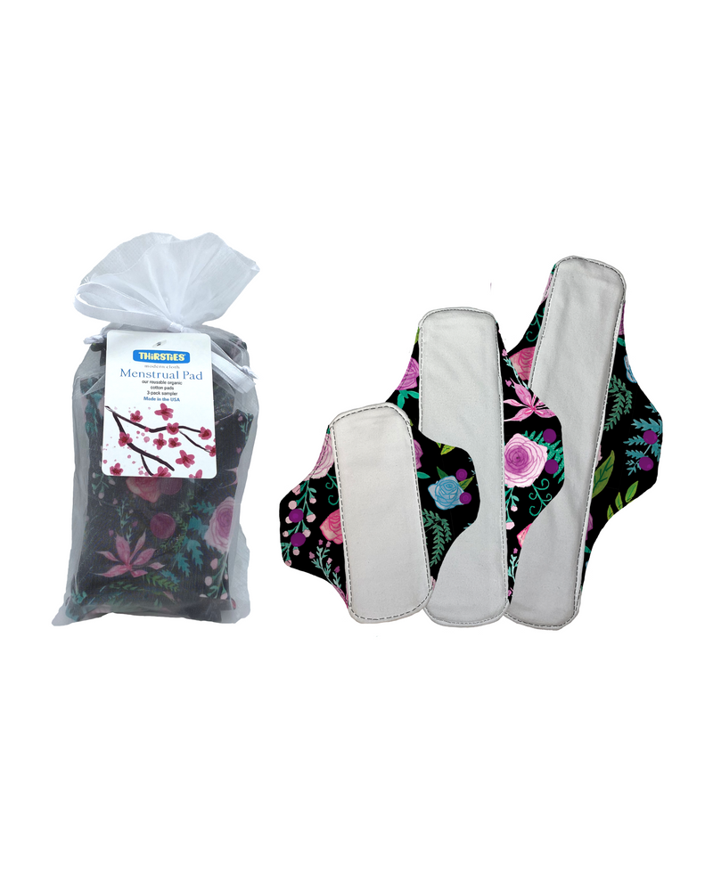Thirsties Organic Cotton Menstrual Pad 3 pack Sampler