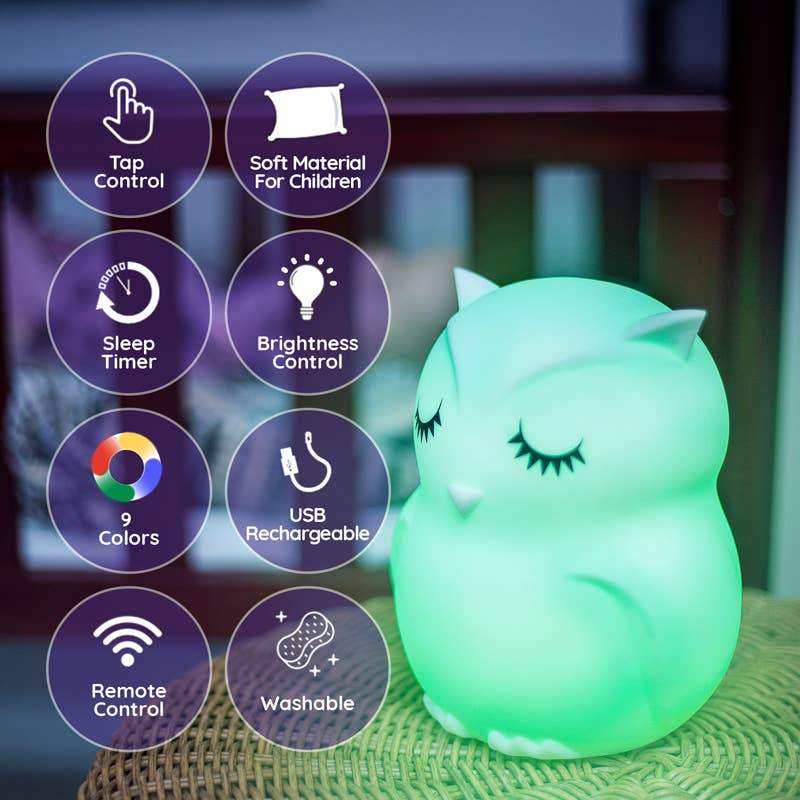 Lumipets Rechargable Color Changing Night Light Owl