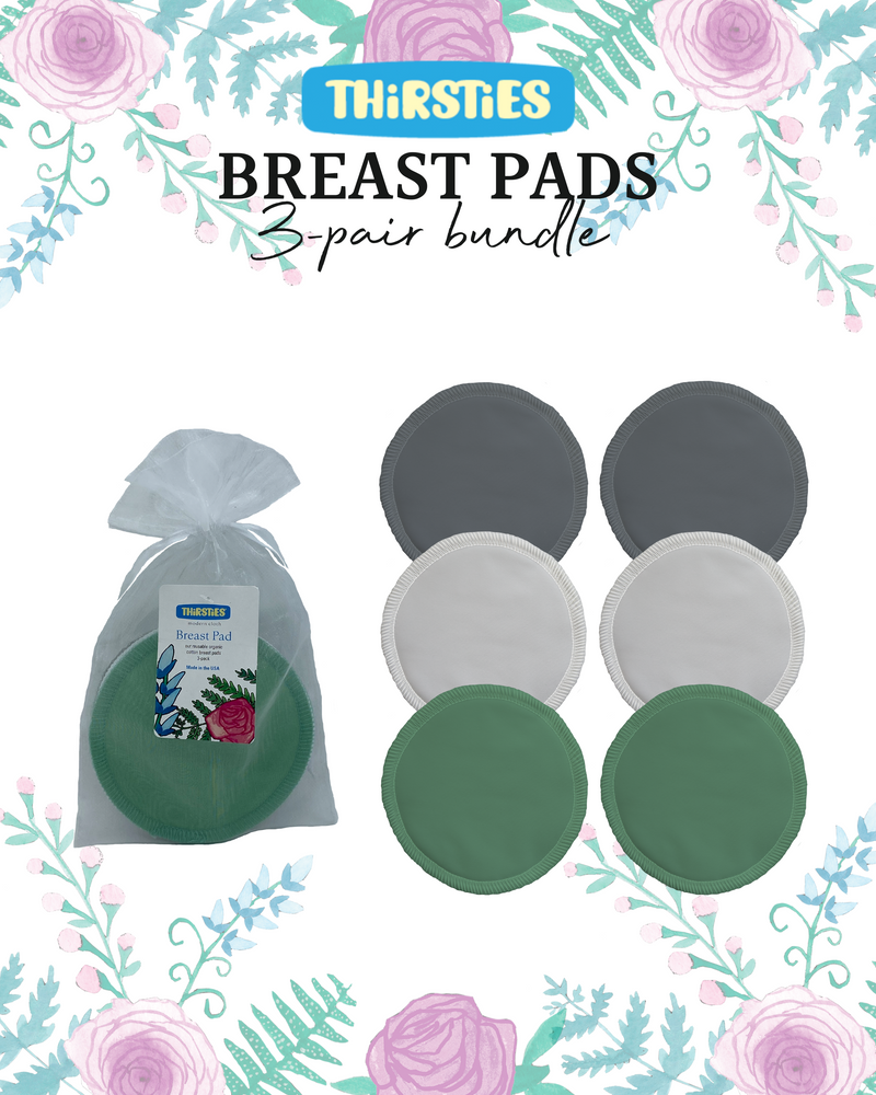 Thirsties Organic Cotton Breast Pads - 3 pair (6 pads per bundle)